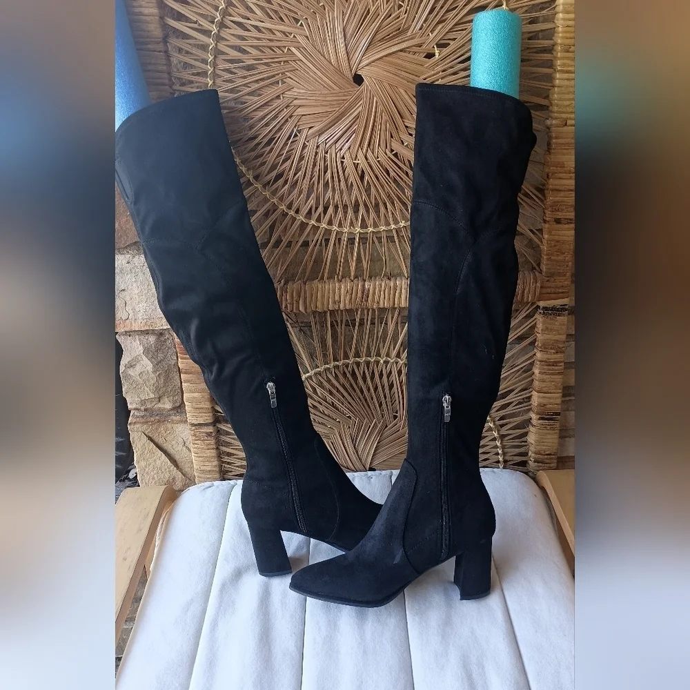 Marc Fisher Elegant Black Suede Material Women's Knee-High Boots_7